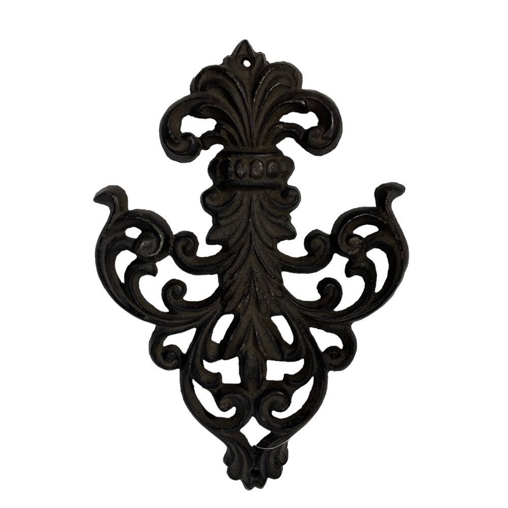 Dark Brown Fleur-De-Lis Metal Wall Decor‎ 10” H Lot of 2 - Picture 6 of 8